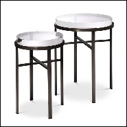 Table d'appoint Set de 2 finition bronze et verre claire épais 24-Hoxton Bronze