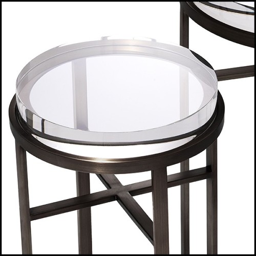 Table d'appoint Set de 2 finition bronze et verre claire épais 24-Hoxton Bronze