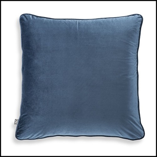 Coussin carrée velours bleu 24-Roche Bleu