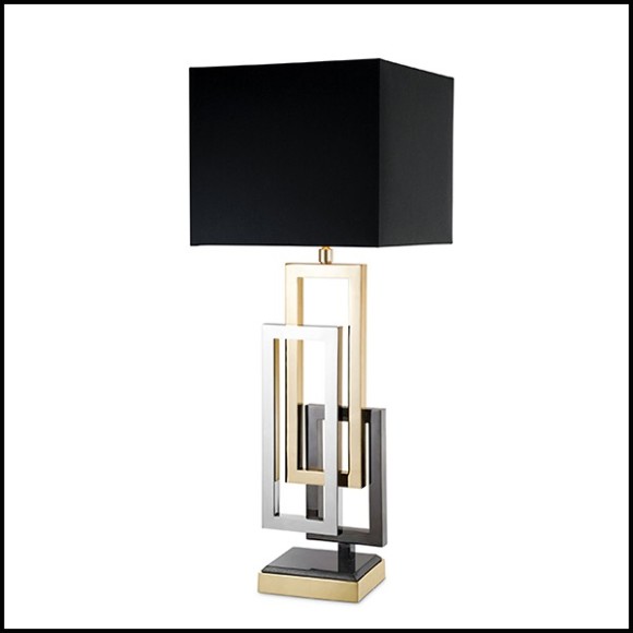 Table Lamp rectangular frames nickel, nickel black and gold base 24-Regine