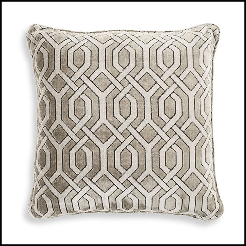 Cushion sqaure in grey velvet with trellis pattern 24-Trellis