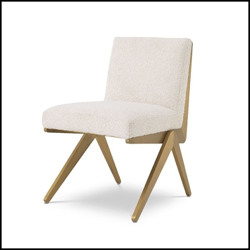 Dining Chair brushed brass cream bouclé 24-Fico