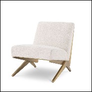 Chair armless brushed brass finish and cream bouclé 24-Fico Low