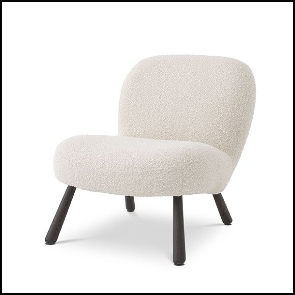 Chair in cream bouclé and brown legs 24-Blush