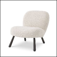 Chair in cream bouclé and brown legs 24-Blush
