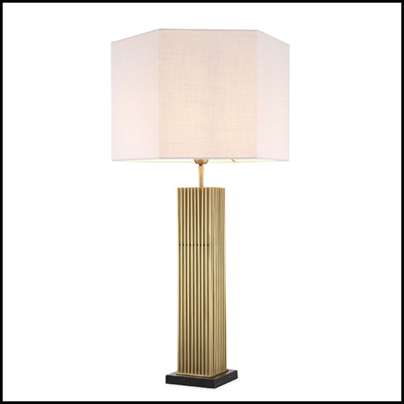 Table Lamp antique brass finish tubes and white shade 24-Viggo
