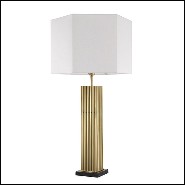 Table Lamp antique brass finish tubes and white shade 24-Viggo