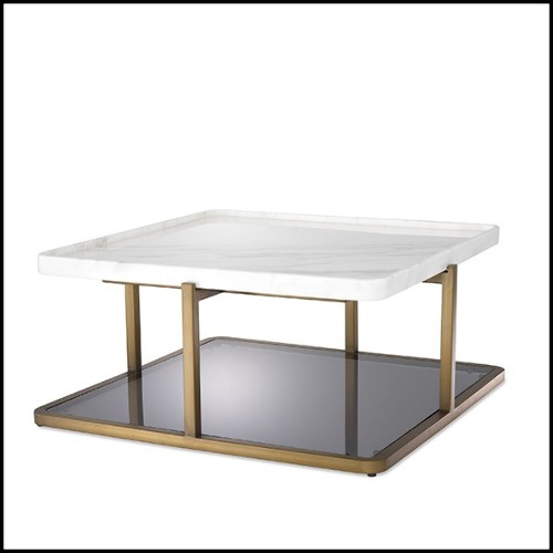 Coffee Table brushed brass finish ans white marble 24-Grant