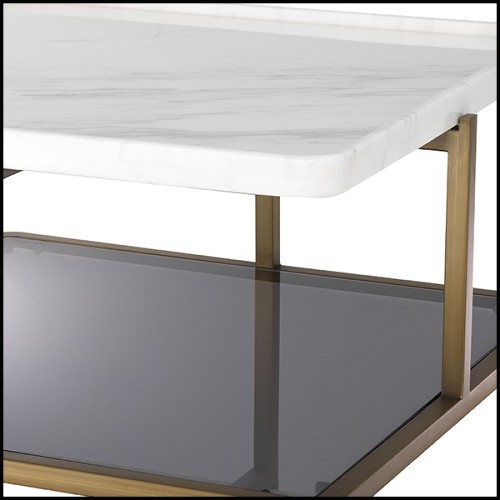 Table basse finition laiton brossé et marbre blanc 24-Grant
