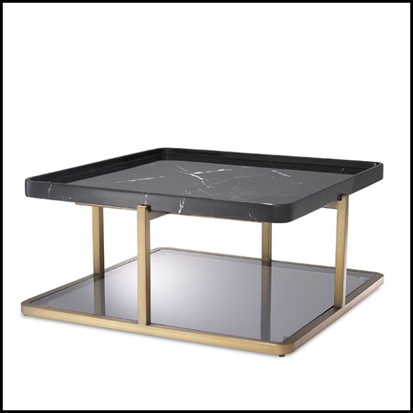 Coffee Table brushed brass finish and black marble 24-Grant Black
