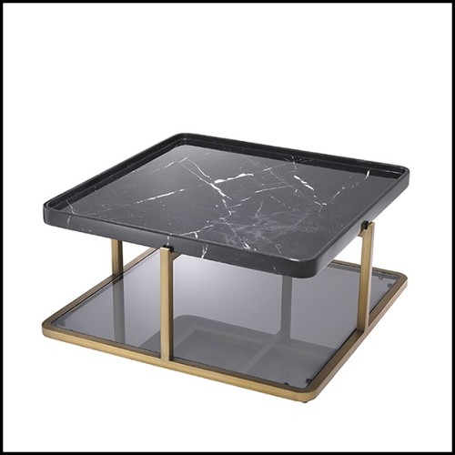 Coffee Table brushed brass finish and black marble 24-Grant Black