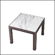 Side Table in medium bronze finish and bianco marble 24-Tardieu L