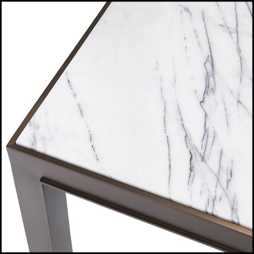 Table d'appoint finition bronze medium et marble bianco 24-Tardieu L