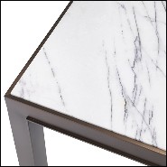 Side Table in medium bronze finish and bianco marble 24-Tardieu L