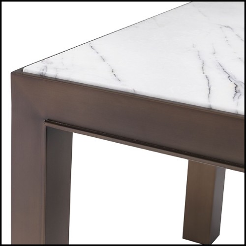 Table d'appoint finition bronze medium et marble bianco 24-Tardieu L
