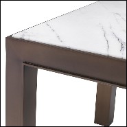 Table d'appoint finition bronze medium et marble bianco 24-Tardieu L