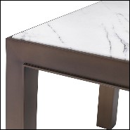 Side Table in medium bronze finish and bianco marble 24-Tardieu L
