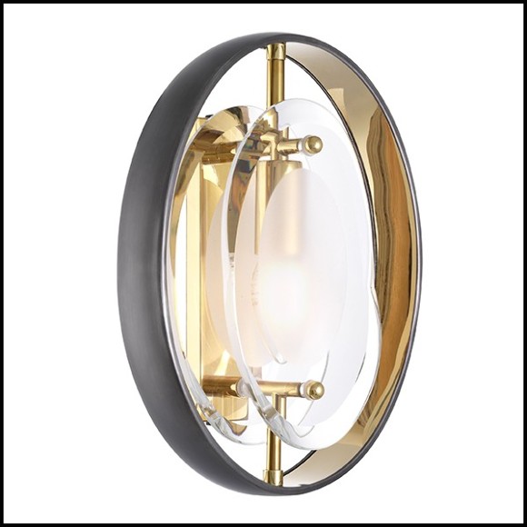 Wall Lamp with gunmetal ring and bevelled glass 24-Vinente