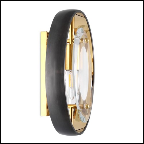 Wall Lamp with gunmetal ring and bevelled glass 24-Vinente