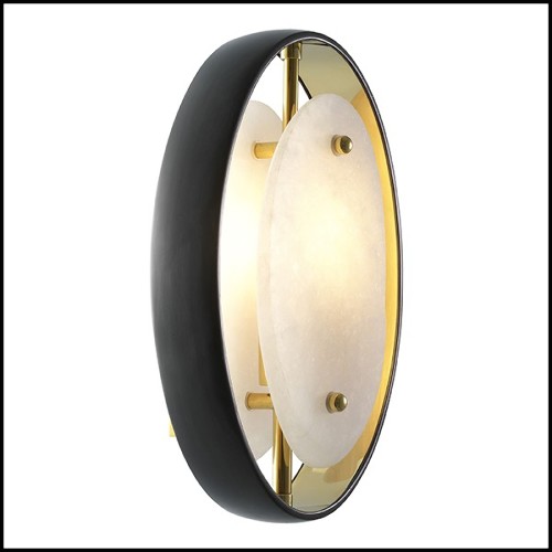 Wall Lamp with gunmetal finish ring and alabaster 24-Trissoni