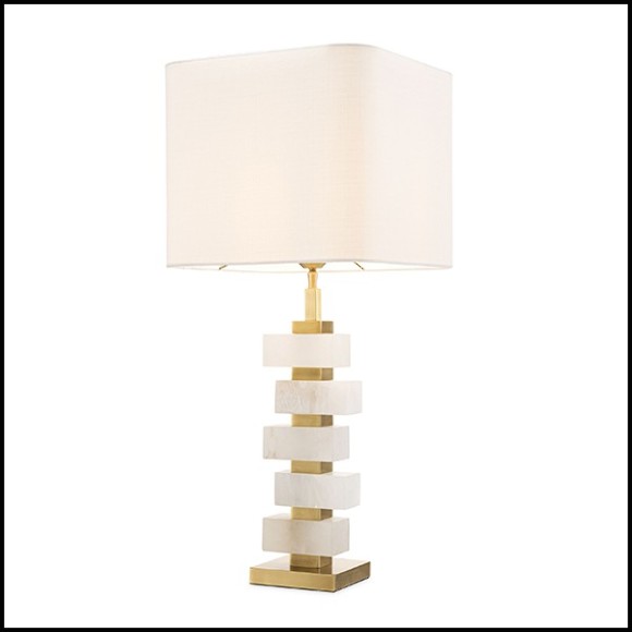 Table Lamp antique brass finish and alabaster 24-Amber