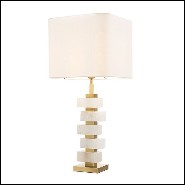 Table Lamp antique brass finish and alabaster 24-Amber