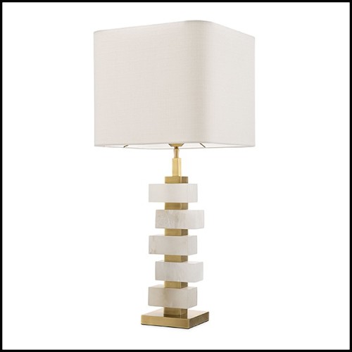 Table Lamp antique brass finish and alabaster 24-Amber