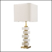 Table Lamp antique brass finish and alabaster 24-Amber