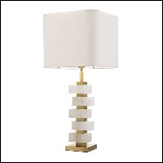 Table Lamp antique brass finish and alabaster 24-Amber