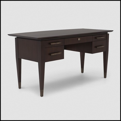 Desk in mahogany and antique brass handle 119-Liner Desk