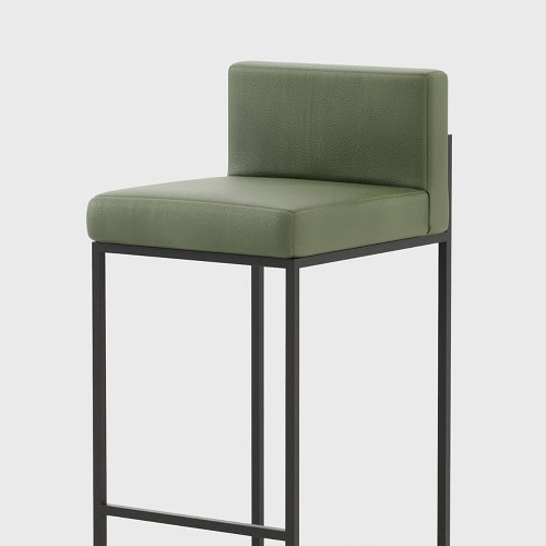 Bar stool in solid wood and leather 174-Kaynes