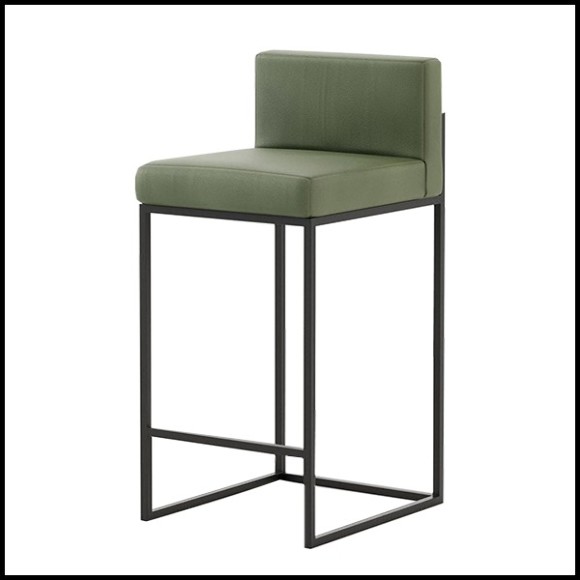 Bar stool in solid wood and leather 174-Kaynes