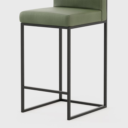 Bar stool in solid wood and leather 174-Kaynes