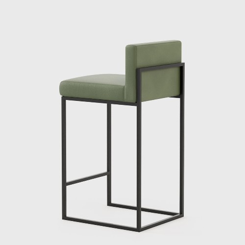 Bar stool in solid wood and leather 174-Kaynes