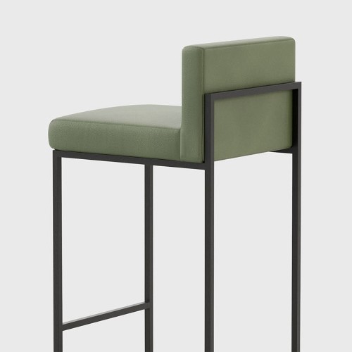 Bar stool in solid wood and leather 174-Kaynes