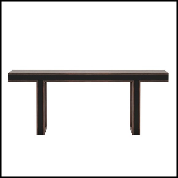 Console en eucalyptus massif finition smockée mate et ligne laquée noire 174-Welt