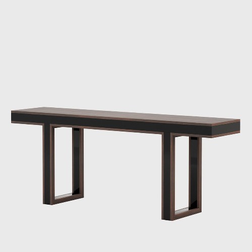 Console en eucalyptus massif finition smockée mate et ligne laquée noire 174-Welt