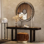 Console en eucalyptus massif finition smockée mate et ligne laquée noire 174-Welt