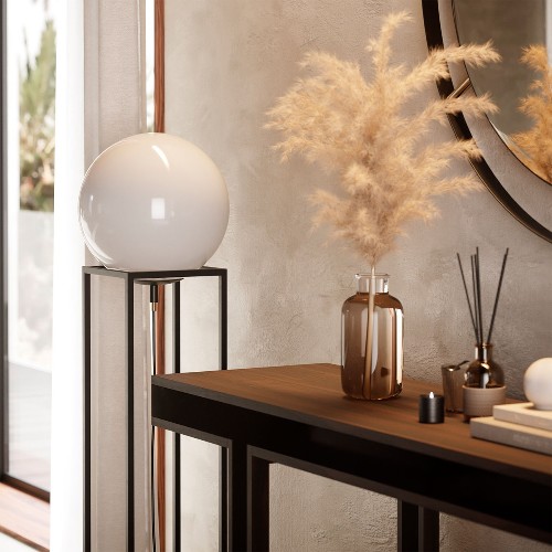 Console in solid eucalyptus in smocked finish and black lacquered line 174-Welt