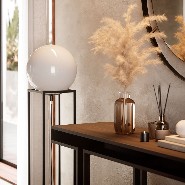 Console in solid eucalyptus in smocked finish and black lacquered line 174-Welt