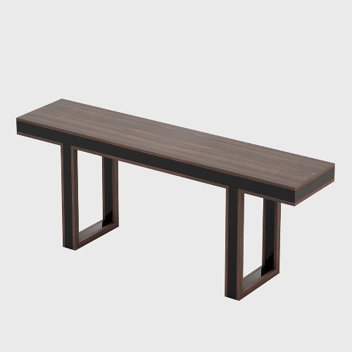 Console en eucalyptus massif finition smockée mate et ligne laquée noire 174-Welt