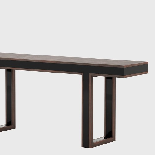 Console in solid eucalyptus in smocked finish and black lacquered line 174-Welt