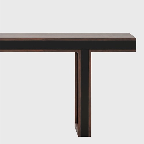 Console en eucalyptus massif finition smockée mate et ligne laquée noire 174-Welt