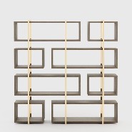 Bookcase with vertical frame in gold finish 174-Escarpe