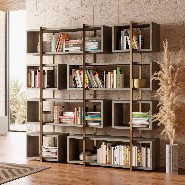 Bookcase with vertical frame in gold finish 174-Escarpe