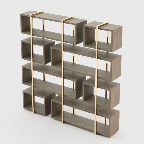 Bookcase with vertical frame in gold finish 174-Escarpe