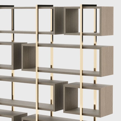 Bookcase with vertical frame in gold finish 174-Escarpe