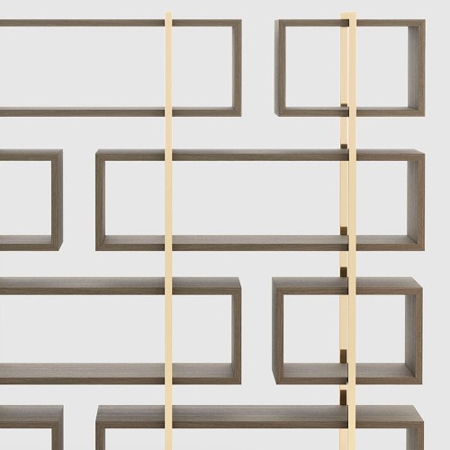 Bookcase with vertical frame in gold finish 174-Escarpe