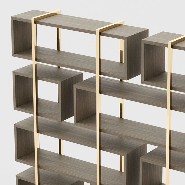 Bookcase with vertical frame in gold finish 174-Escarpe