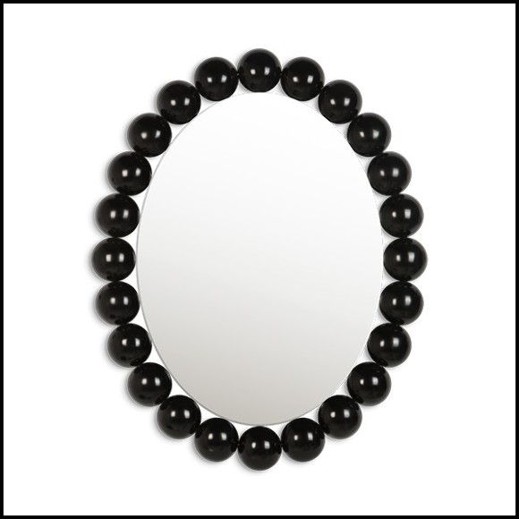 Miroir avec cadre en perles finition black satin 119-Perles